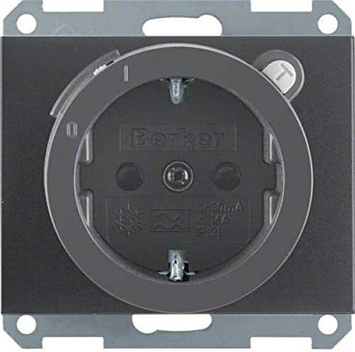 Berker 47087006 Steckdose SCHUKO mit FI-Schutzschalter u. erh.BS K.1 anthrazit, matt Mesch Shop Berker 47087006 Steckdose SCHUKO mit FI-Schutzschalter u. erh.BS K.1 anthrazit, matt Mesch Shop